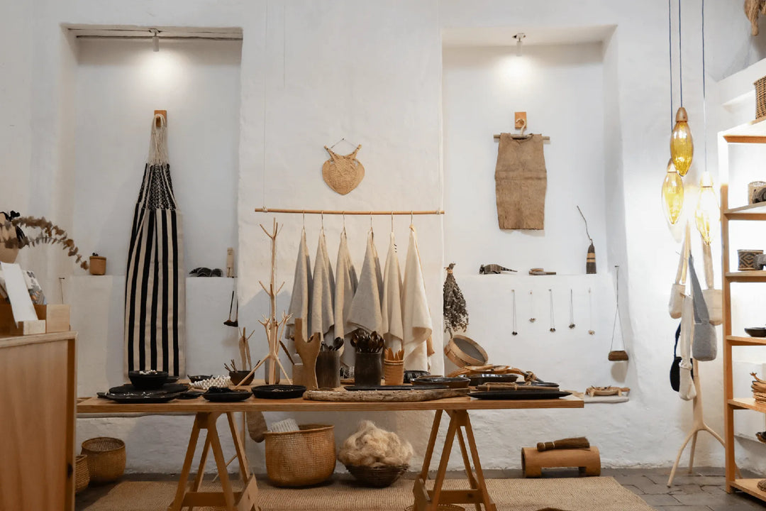 Collection of hand crafted products in a colonial house in La Candelaria, Bogotá.