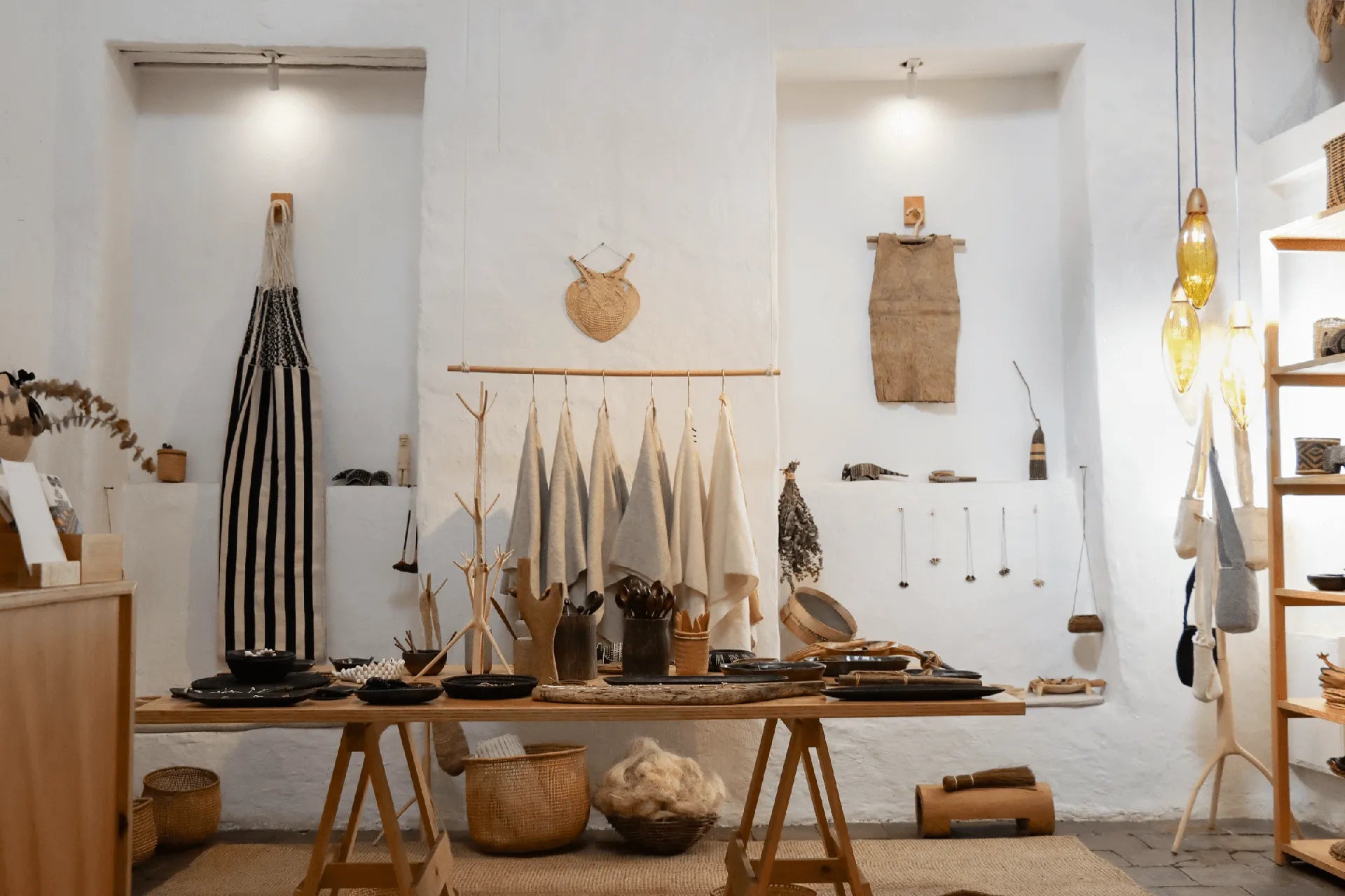 Collection of hand crafted products in a colonial house in La Candelaria, Bogotá.